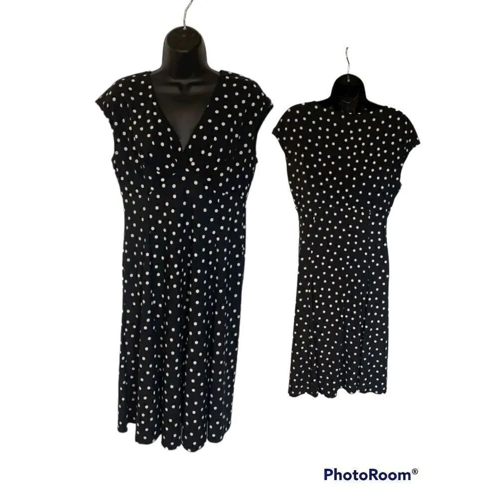 Black Label by Evan-Picone Polka Dot Midi Dress